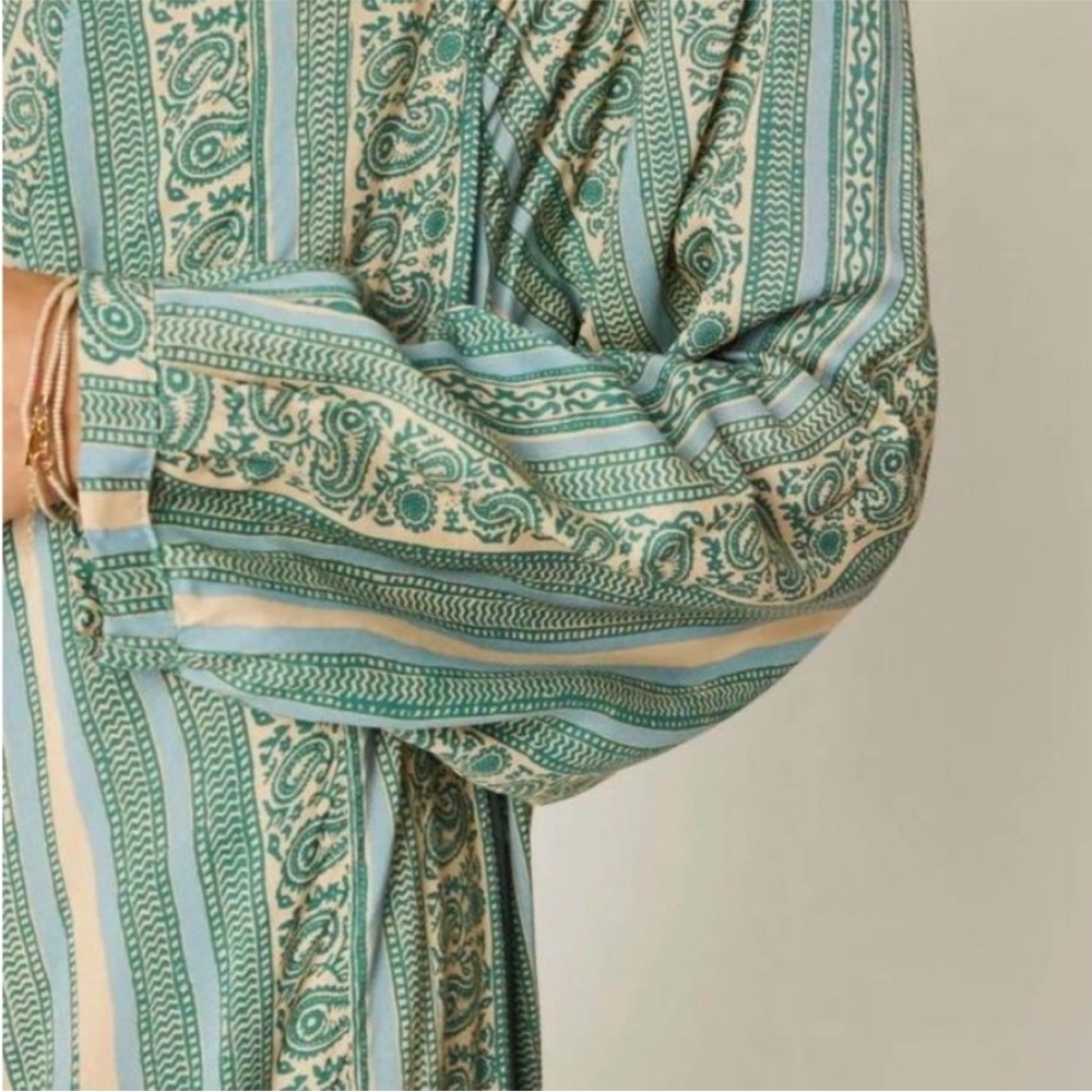 Natalie Martin Fiore Mint Green And Blue Striped Paisley Long Dress - Size M. - Picture 3 of 10
